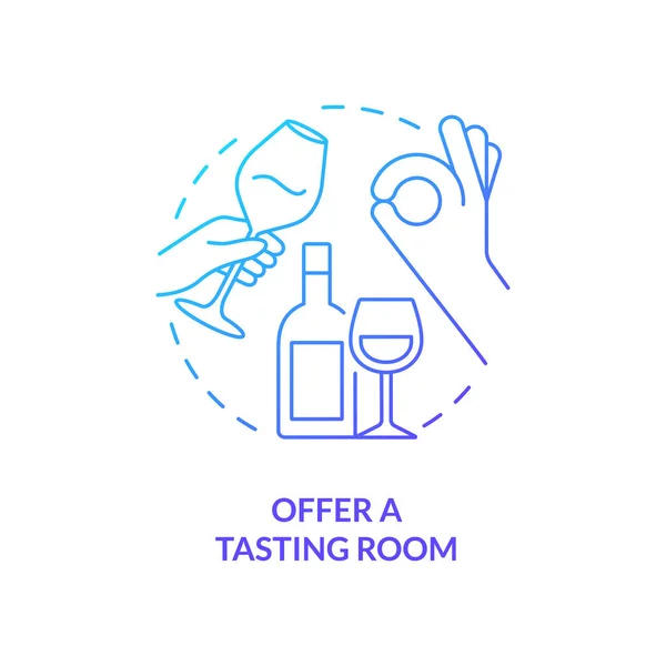 提供品酒室蓝色渐变概念图标 成功的餐厅业务抽象概念细线说明 酒独特的味道 孤立的草图 Myp Org Pro Bold字体使用 — 图库矢量图片