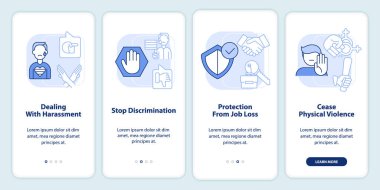 Mobil uygulama ekranında lgbt sorunlarıyla uğraşıyoruz. Doğrusal kavramlarla düzenlenebilir grafik yönergelerini dört adımda gözden geçir. UI, UX, GUI şablonu. Kullanılan sayısız Pro-Kalın, Düzenli yazı tipleri