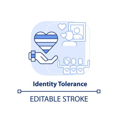 Kimlik toleransı açık mavi konsept simgesi. Kabul oryantasyonu. Soyut fikir ince çizgi çiziminin ortaya çıkma aşaması. İzole bir taslak çizim. Düzenlenebilir felç. Arial, Myriad Pro-Kalın yazı tipleri