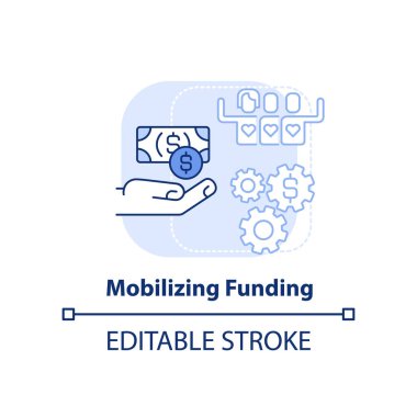 Açık mavi konsept ikonu seferber ediliyor. LGBT topluluğunu finanse ediyor. Devlet desteği soyut fikir ince çizgi çizimi. İzole bir taslak çizim. Düzenlenebilir felç. Arial, Myriad Pro-Kalın yazı tipleri