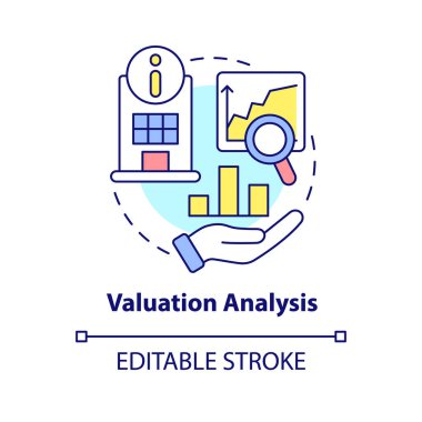 Değer analiz konsepti simgesi. Şirket araştırması. Birleşme aşaması soyut fikir ince çizgi çizimi. İzole bir taslak çizim. Düzenlenebilir felç. Arial, Myriad Pro-Kalın yazı tipleri
