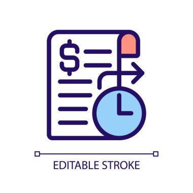 Ayakta sıra pikseli mükemmel RGB renk simgesi. Normal otomatik ödeme. Banka hesabı. Ayakta talimat. İzole vektör çizimi. Basit bir çizgi çizimi. Düzenlenebilir felç. Kullanılan Arial yazı tipi