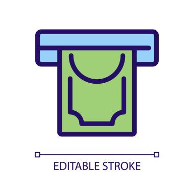 Para çekme piksel mükemmel RGB renk simgesi. ATM 'den para çekmek. Banka bakiyesi. Düzenli işlemler. İzole vektör çizimi. Basit bir çizgi çizimi. Düzenlenebilir felç. Kullanılan Arial yazı tipi