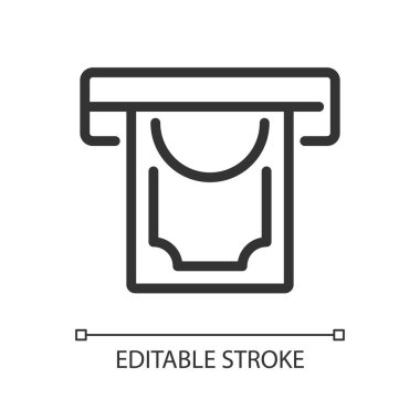 Para çekme pikseli mükemmel doğrusal simge. ATM 'den para çekmek. Banka bakiyesi. Düzenli işlem. İnce çizgili çizim. Contour sembolü. Vektör çizimi. Düzenlenebilir felç. Kullanılan Arial yazı tipi