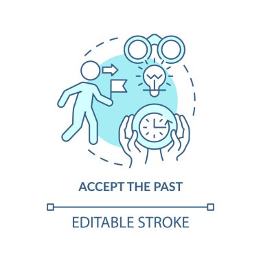 Turkuaz konsept ikonunu kabul et. Sorunları olan Cope. Değişimle uğraşmak soyut fikir ince çizgi çizimi. İzole bir taslak çizim. Düzenlenebilir felç. Arial, Myriad Pro-Kalın yazı tipleri