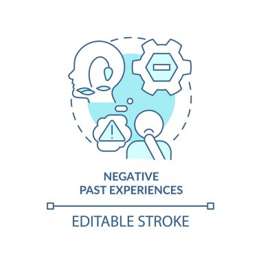 Olumsuz geçmiş deneyimler turkuaz konsept simgesi. Direnmek, mantığı, soyut fikri, ince çizgi çizimini değiştirir. İzole bir taslak çizim. Düzenlenebilir felç. Arial, Myriad Pro-Kalın yazı tipleri