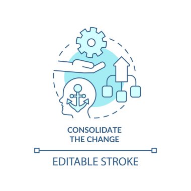 Turkuaz konsept simgesini sağlamlaştır. Karmaşık değişim fikrine adaptasyon ince çizgi çizimi. İzole bir taslak çizim. Düzenlenebilir felç. Arial, Myriad Pro-Kalın yazı tipleri