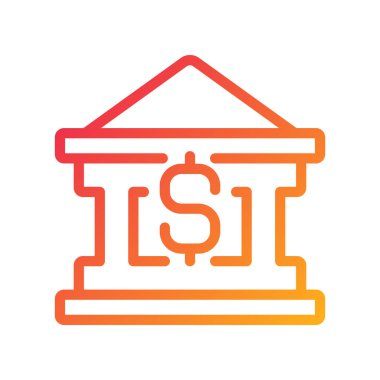 Banka oluşturma pikseli mükemmel gradyan vektör simgesi. Finansal işler. Borç para al. Kişisel krediler. Nakit lazım. İnce çizgi renk sembolü. Modern tarz pictogram. Vektör izole çizimi