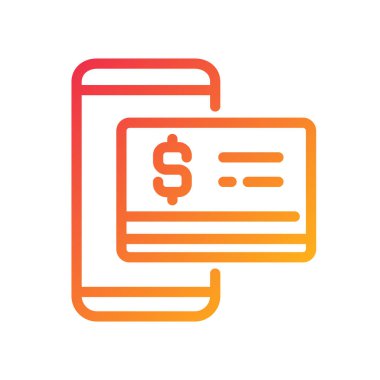 Dijital para piksel mükemmel gradyan vektör simgesi. Mobil bankacılık. Temassız kredi kartı. Sanal para birimi. İnce çizgi renk sembolü. Modern tarz pictogram. Vektör izole çizimi