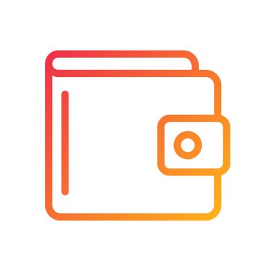 Çanta piksel mükemmel gradyan doğrusal vektör simgesi. Para çantası. Geleneksel cüzdan. Nakit ve bozuk para taşıyın. Güvenli depo. İnce çizgi renk sembolü. Modern tarz pictogram. Vektör izole çizimi