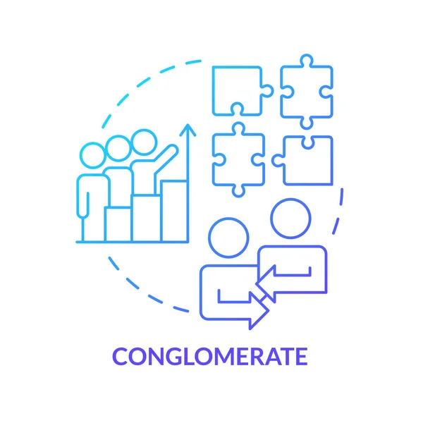 Conglomerato Business Fusione Blu Gradiente Concetto Icona Diverse Aree Integrazione — Vettoriale Stock