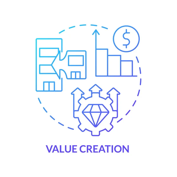 Création Valeur Icône Concept Dégradé Bleu Synergie Des Coûts Des — Image vectorielle