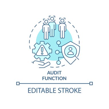 Denetim fonksiyonu turkuaz konsept simgesi. Kimlik yönetimi soyut fikir ince çizgi çizimi. Kullanıcı davranışlarını gözlemliyorum. İzole bir taslak çizim. Düzenlenebilir felç. Arial, Myriad Pro-Kalın yazı tipleri
