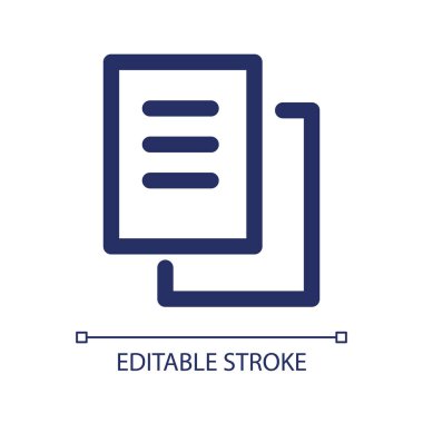 Teslimat belgeleri doğrusal ui simgesi. Kargo faturası ve fatura kopyası. Nakliye servisi. GUI, UX tasarımı. Uygulama ve web için izole edilmiş kullanıcı arayüzü ögesi. Düzenlenebilir felç. Kullanılan Arial yazı tipi