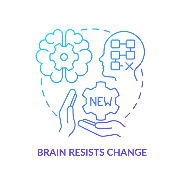 Cervello Resiste Cambiamento Blu Gradiente Concetto Icona Evitare Trasformazione Resistere — Vettoriale Stock