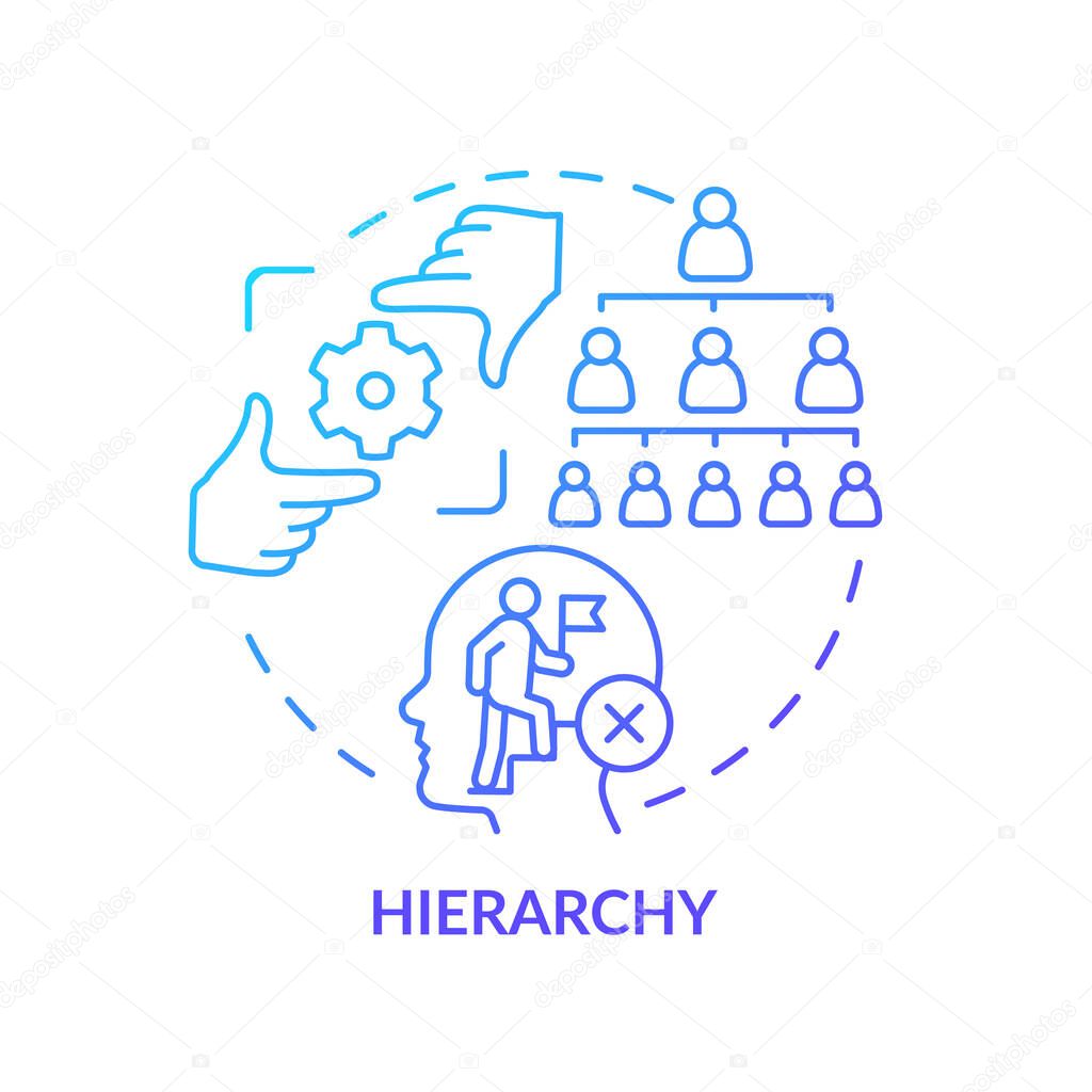 Hierarchy blue gradient concept icon. Discourage employees. Adaptability enemy in human resources abstract idea thin line illustration. Isolated outline drawing. Myriad Pro-Bold fonts used