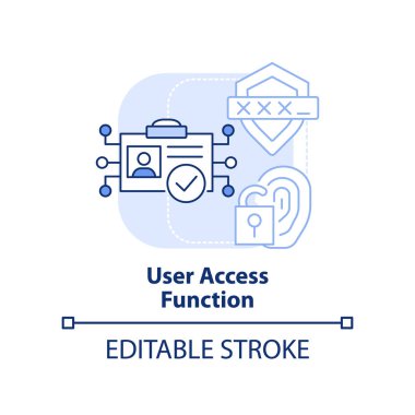 Kullanıcı erişimi fonksiyonu açık mavi konsept simgesi. Kimlik yönetimi süreci soyut fikir ince çizgi çizimi. İzole bir taslak çizim. Düzenlenebilir felç. Arial, Myriad Pro-Kalın yazı tipleri