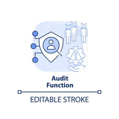 Denetim fonksiyonu açık mavi konsept simgesi. Kimlik yönetimi soyut fikir ince çizgi çizimi. Kullanıcı davranışlarını izle. İzole bir taslak çizim. Düzenlenebilir felç. Arial, Myriad Pro-Kalın yazı tipleri