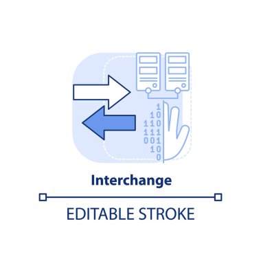 Açık mavi konsept simgesini değiştir. Kimlik yönetimi soyut fikir ince çizgi çizimi. Bilgi alışverişi. İzole bir taslak çizim. Düzenlenebilir felç. Arial, Myriad Pro-Kalın yazı tipleri
