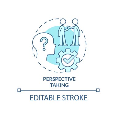 Turkuaz konsept simgesini ele alalım. Çocuklara soyut fikirleri, ince çizgi çizimini öğretmek için yaşam becerisi. İletişim. İzole bir taslak çizim. Düzenlenebilir felç. Arial, Myriad Pro-Kalın yazı tipleri