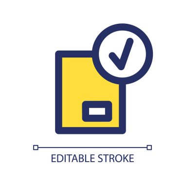 RGB renk ui simgesinin teslimatı tamamlandı. Ulaşım ve kurye servisi. Basit bir çizgi elemanı. Mobil uygulama için UX tasarımı. Vektör izole görüntü grafiği. Düzenlenebilir felç. Kullanılan Arial yazı tipi