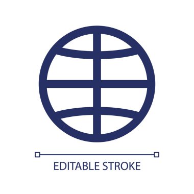 Dünya çapında dağıtım RGB renk ui simgesi. Teslimat servisi. - İnternet. Uluslararası ihracat. Basit bir çizgi elemanı. Mobil uygulama için UX tasarımı. Vektör izole görüntü grafiği. Düzenlenebilir felç. Kullanılan Arial yazı tipi