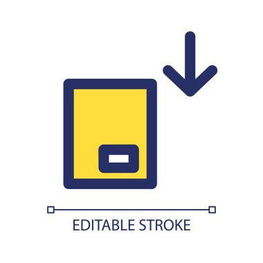 RGB renk ui simgesiyle yükleyin. Ulaşım ve kurye servisi. Basit bir çizgi elemanı. Mobil uygulama için UX tasarımı. Vektör izole görüntü grafiği. Düzenlenebilir felç. Kullanılan Arial yazı tipi