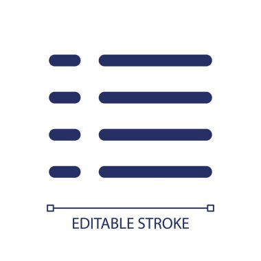 Parça listesi RGB renk ui simgesi. Video ve ses dosyalarının dizisi. Mediaplayer arayüzü. Basit bir çizgi elemanı. Mobil uygulama için UX tasarımı. Vektör izole görüntü grafiği. Düzenlenebilir felç. Kullanılan Arial yazı tipi