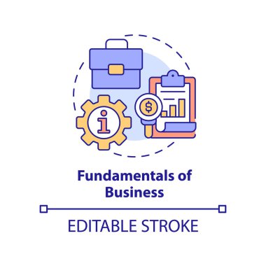 İş konsepti ikonunun esasları. Kişisel gelişim soyut fikir ince çizgi çizimi. Finansal muhasebe. İzole bir taslak çizim. Düzenlenebilir felç. Arial, Myriad Pro-Kalın yazı tipleri