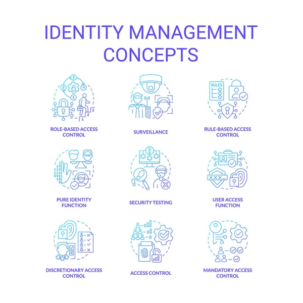 Identity Management Blue Gradient Concept Icons Set Electronic Access Control — Stock Vector