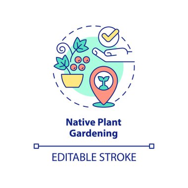 Doğal bitki yetiştirme konsepti ikonu. Koşullara uyum sağlıyorum. Bahçe tipi soyut fikir ince çizgi çizimi. İzole bir taslak çizim. Düzenlenebilir felç. Arial, Myriad Pro-Kalın yazı tipleri