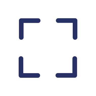 Tam ekran modu beyaz siyah glyph ui simgesi. Genişlet ve genişlet. Oyuncu kontrolü. Kullanıcı arayüzü tasarımı. Beyaz uzayda siluet sembolü. Ağ ve cep telefonu için sağlam bir resim. İzole vektör illüstrasyonu