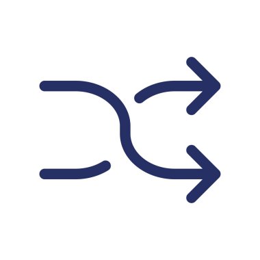 Beyaz karıştırma siyah glyph ui simgesi. Düzensiz düzen. Medya oyuncusu kontrolü. Kullanıcı arayüzü tasarımı. Beyaz uzayda siluet sembolü. Ağ ve cep telefonu için sağlam bir resim. İzole vektör illüstrasyonu