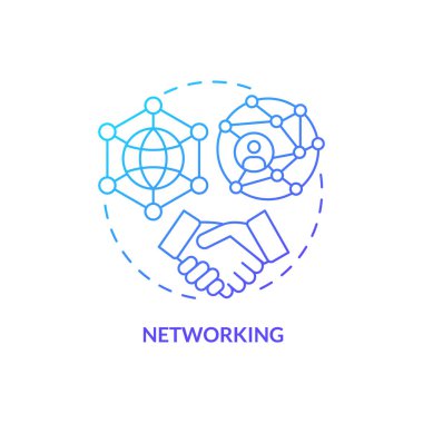 Ağ mavisi gradyan konsept simgesi. Temel yaşam becerisi soyut fikir ince çizgi çizimi. Bağlantı kuruyorum. İletişim. İzole bir taslak çizim. Kullanılan sayısız Pro-Kalın yazı tipi