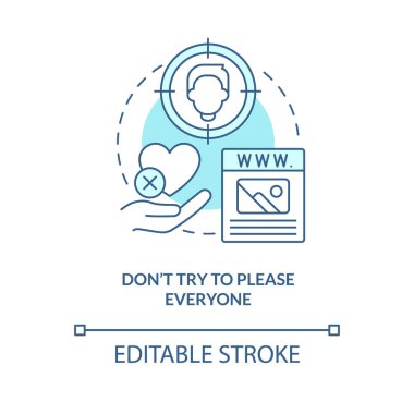 Turkuaz konsept ikonunu herkesi memnun etmeye çalışma. Web sitesi başarısı fikri soyut ince çizgi çizimi. Görsel tasarım. İzole bir taslak çizim. Düzenlenebilir felç. Arial, Myriad Pro-Kalın yazı tipleri