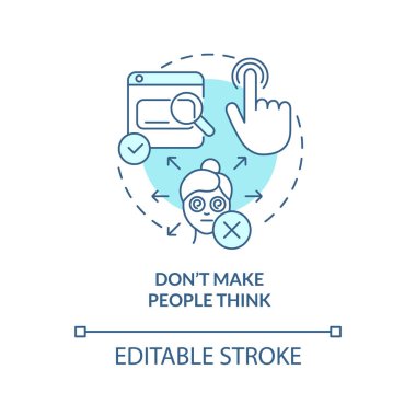 İnsanlara turkuaz konsept ikonu düşündürme. Web sitesini ince çizgi çizimleriyle soyut fikirlere dönüştürme. Kullanıcı deneyimi. İzole bir taslak çizim. Düzenlenebilir felç. Arial, Myriad Pro-Kalın yazı tipleri