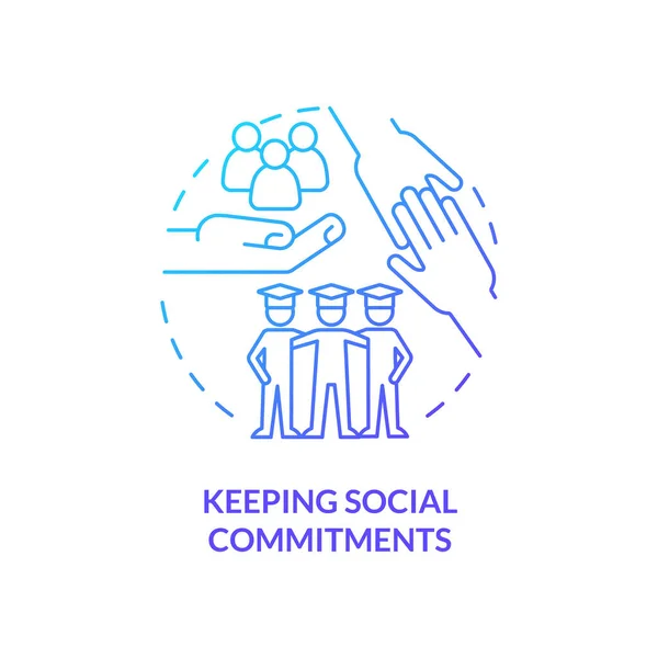 Mantenere Gli Impegni Sociali Icona Del Concetto Gradiente Blu Relazione — Vettoriale Stock