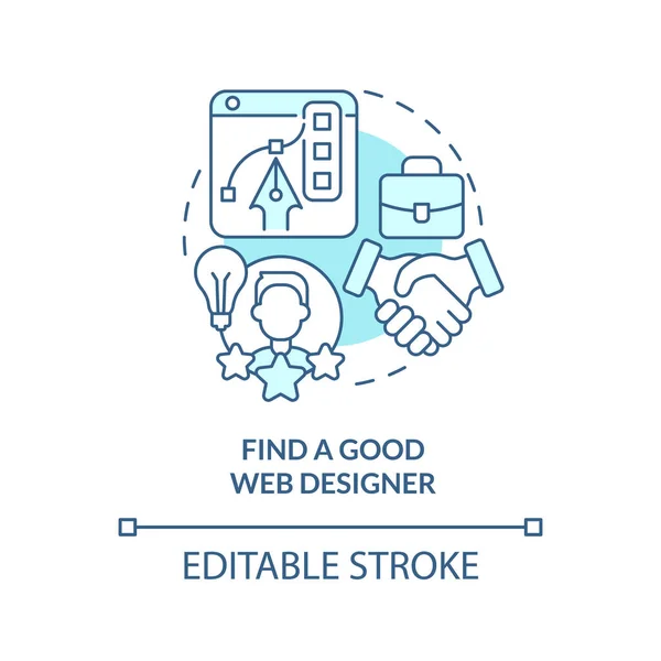 Encontrar Bom Web Designer Ícone Conceito Turquesa Construindo Melhor Website — Vetor de Stock