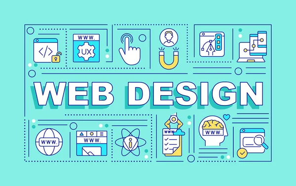 Conceptos Palabras Diseño Web Banner Menta Desarrollo Profesional Del Sitio — Vector de stock