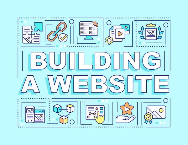 Construção Conceitos Palavra Site Banner Ciano Estrutura Planejamento Conteúdo Infográficos — Vetor de Stock