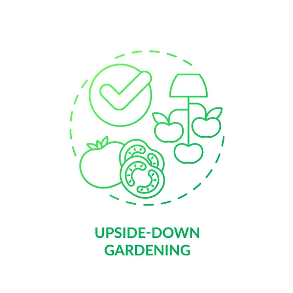Icône Concept Dégradé Vert Jardinage Envers Cultiver Des Tomates Pots — Image vectorielle