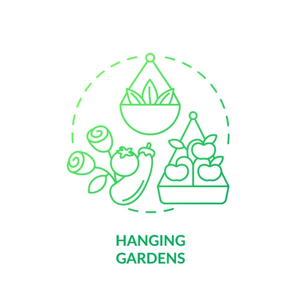 Jardin Suspendu Vert Dégradé Concept Icône Paniers Suspendus Pour Plantation — Image vectorielle