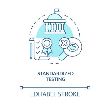 Standart test turkuaz konsept simgesi. İdari sınavlar. Eğitim konusu soyut fikir ince çizgi çizimi. İzole bir taslak çizim. Düzenlenebilir felç. Arial, Myriad Pro-Kalın yazı tipleri