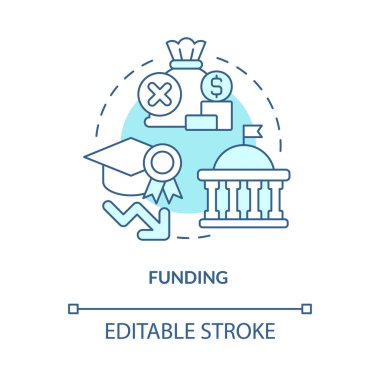 Turkuaz konsept ikonu finanse ediliyor. Daha az mali destek. Devlet okullarında sorun soyut fikir ince çizgi çizimi. İzole bir taslak çizim. Düzenlenebilir felç. Arial, Myriad Pro-Kalın yazı tipleri