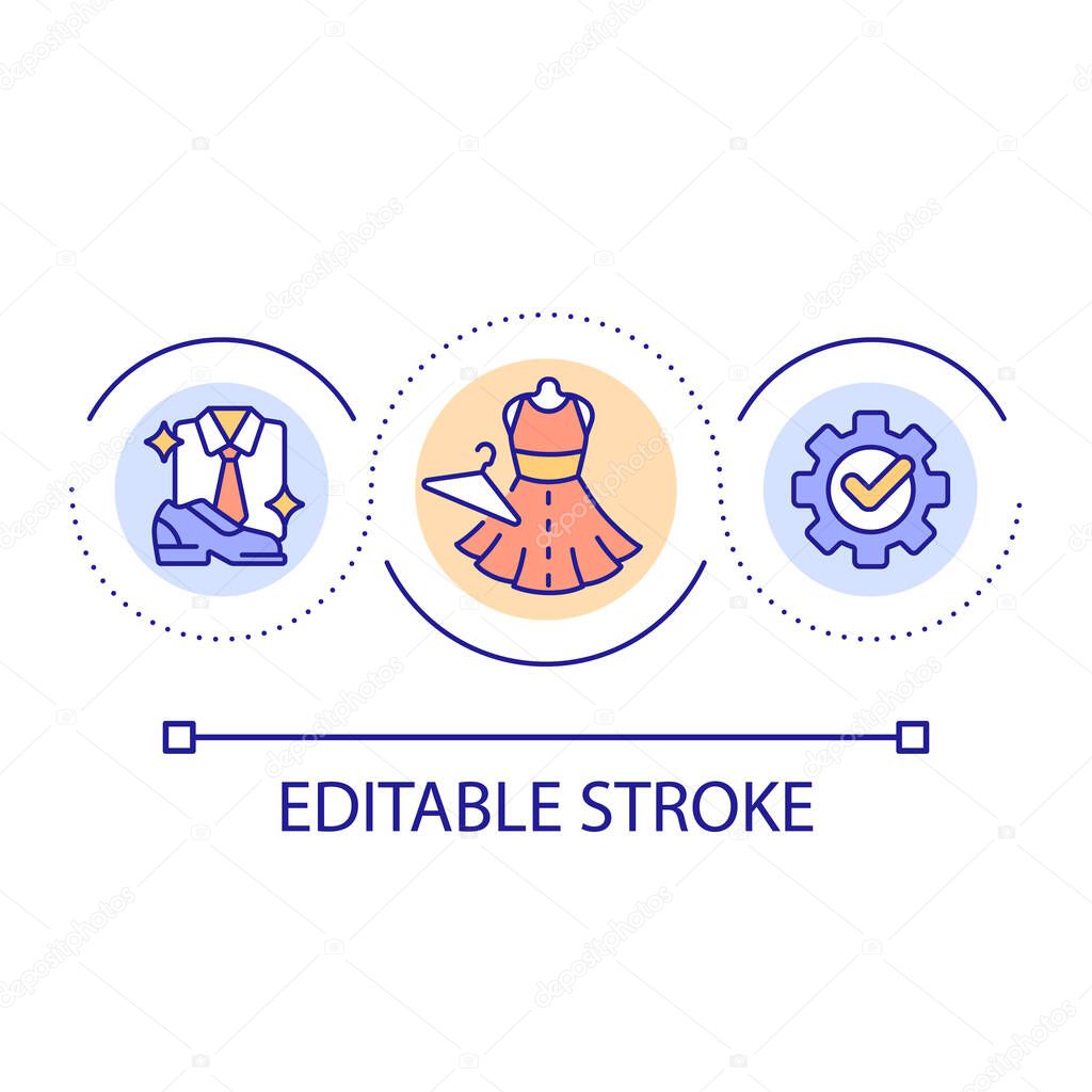 Dressing appropriately loop concept icon. Business formal attire abstract idea thin line illustration. Dress code for office settings. Isolated outline drawing. Editable stroke. Arial font used