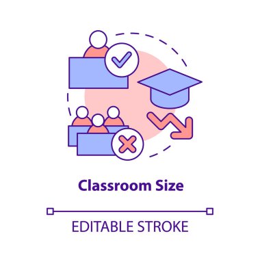 Sınıf boyutu konsept simgesi. Etkili eğitim. Devlet okullarında sorun soyut fikir ince çizgi çizimi. İzole bir taslak çizim. Düzenlenebilir felç. Arial, Myriad Pro-Kalın yazı tipleri