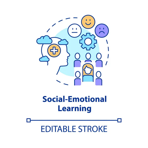 Icono Del Concepto Aprendizaje Emocional Social Construyendo Relación Tendencia Educación — Vector de stock