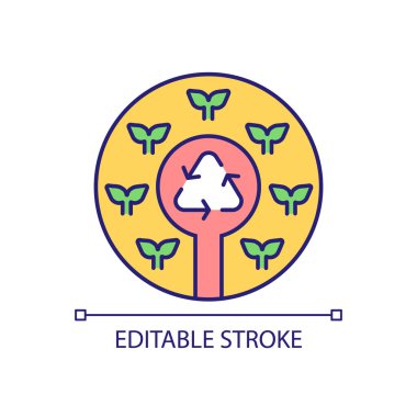 Anahtar deliği RGB renk simgesi. Sürdürülebilir ekin. Çiftçilik ve peyzaj. Bahçecilik pratiği. İzole vektör çizimi. Basit bir çizgi çizimi. Düzenlenebilir felç. Kullanılan Arial yazı tipi