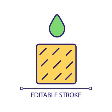 Hasır balya ve damlacık RGB renk simgesi. Saman demeti. Hasat mevsimi. Tatch 'in deposu. Bahçecilik pratiği. İzole vektör çizimi. Basit bir çizgi çizimi. Düzenlenebilir felç. Kullanılan Arial yazı tipi