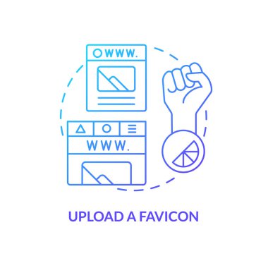 Favori mavi gradyan konsept simgesini yükle. Profesyonel web sitesi soyut fikir ince çizgi çizimi yapıyor. Marka imajı gelişimi. İzole bir taslak çizim. Kullanılan sayısız Pro-Kalın yazı tipi